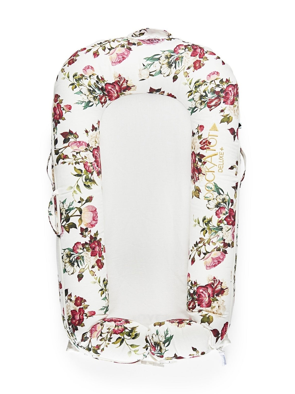 Floral Infant Lounger - White with Pink Rose Print